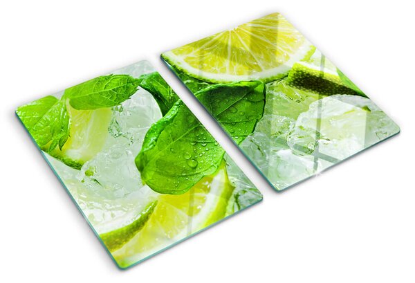 Skleněné krájecí prkénko Citrony a lístky máty ddk-nr-wm-00006948