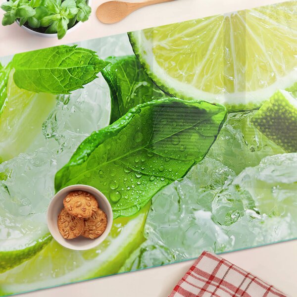 Skleněné krájecí prkénko Citrony a lístky máty ddk-nr-wm-00006948