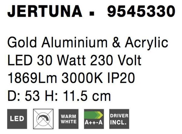 Nova Luce Stropní LED svítidlo JERTUNA zlatý hliník a akryl 30W 3000K
