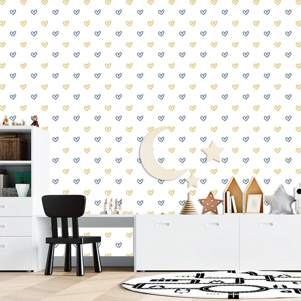 Sablio Tapeta Malované srdce na bílé - 125x75 cm