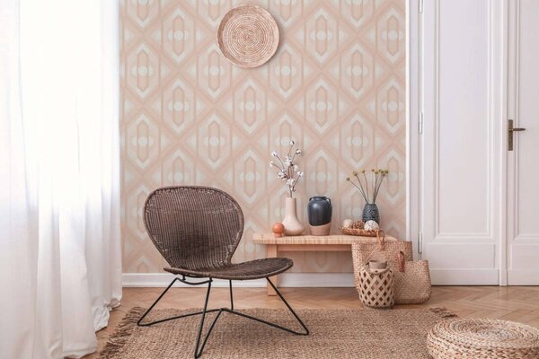 A.S. Création | Vliesová tapeta na zeď Retro Chic 39531-5 | 0,53 x 8,5 m | růžová, krémová