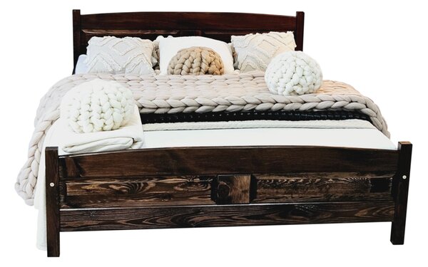 Vyvýšená postel JOANA + rošt ZDARMA, 140 x 200 cm, ořech-lak