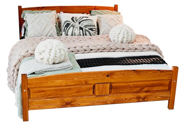 Vyvýšená postel JOANA + sendvičová matrace BOHEMIA + rošt ZDARMA, 160 x 200 cm, olše-lak