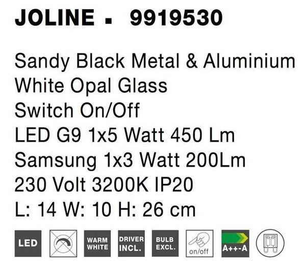 Nova Luce Nástěnné svítidlo JOLINE, 3200K čtecí lampička