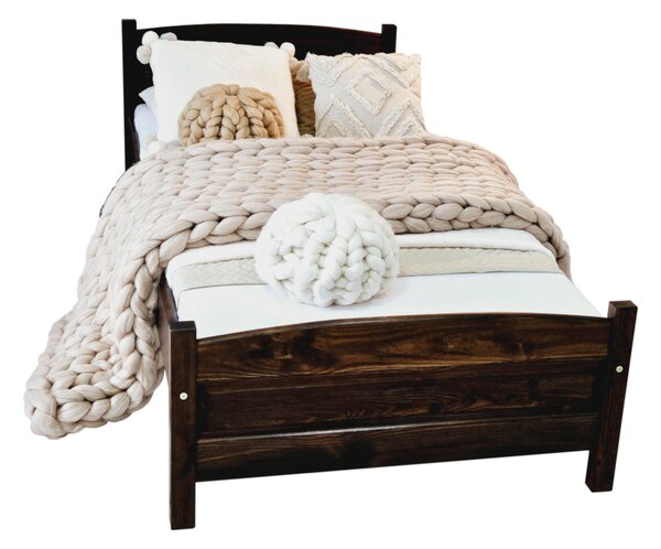 Vyvýšená postel ANGEL + sendvičová matrace MORAVIA + rošt ZDARMA, 90 x 200 cm, ořech-lak