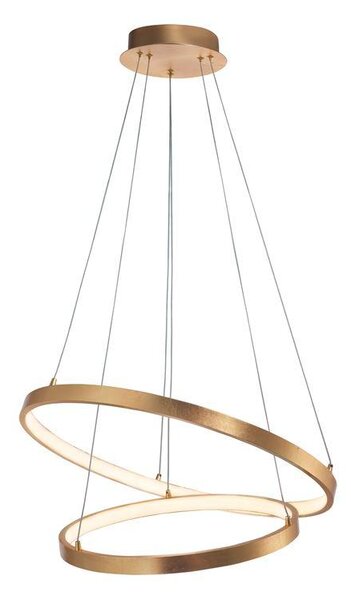 Nova Luce Závěsné LED svítidlo LEON plátkovaný zlatý hliník a akryl nastavitelné 65W 3000K stmívatelné