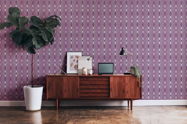 A.S. Création | Vliesová tapeta na zeď Retro Chic 39534-3 | 0,53 x 8,5 m | fialová, bílá