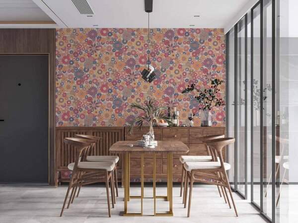 A.S. Création | Vliesová tapeta na zeď Retro Chic 39535-4 | 0,53 x 8,5 m | krémová, žlutá, červená, modrá, oranžová, vícebarevná