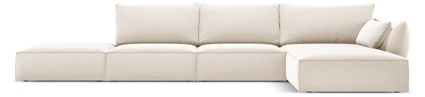 Béžová sametová rohová pohovka (pravý roh/s lenoškou) Vanda – Mazzini Sofas