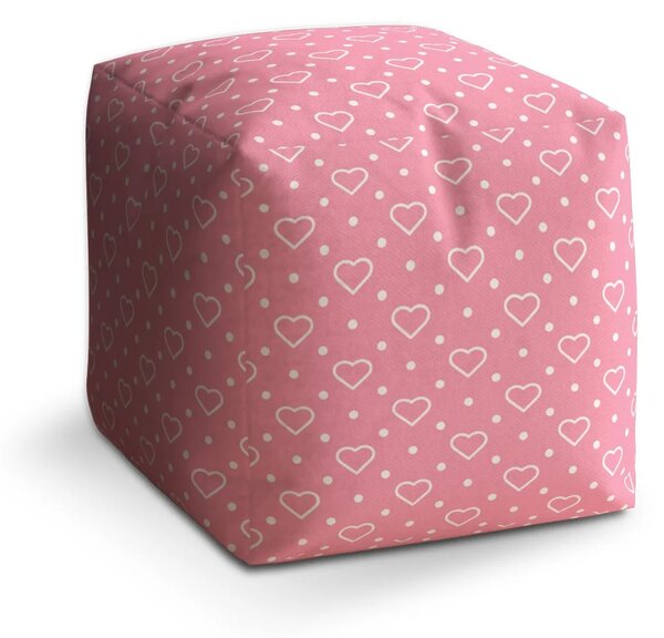 Sablio Taburet Cube Srdce a tečky - 40x40x40 cm