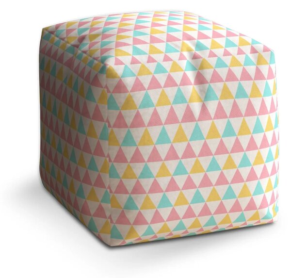 Sablio Taburet Cube Tříbarevné trojúhelníky - 40x40x40 cm