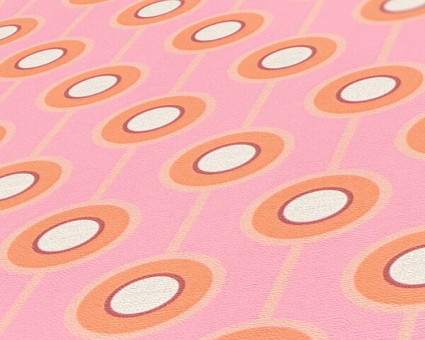 A.S. Création | Vliesová tapeta na zeď Retro Chic 39537-3 | 0,53 x 8,5 m | růžová, oranžová, vínová, krémová, vícebarevná
