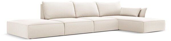 Béžová sametová rohová pohovka (pravý roh/s lenoškou) Vanda – Mazzini Sofas