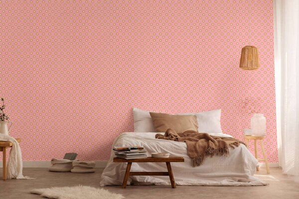 A.S. Création | Vliesová tapeta na zeď Retro Chic 39537-3 | 0,53 x 8,5 m | růžová, oranžová, vínová, krémová, vícebarevná