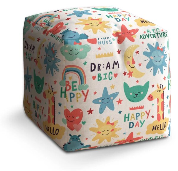 Sablio Taburet Cube Happy day - 40x40x40 cm