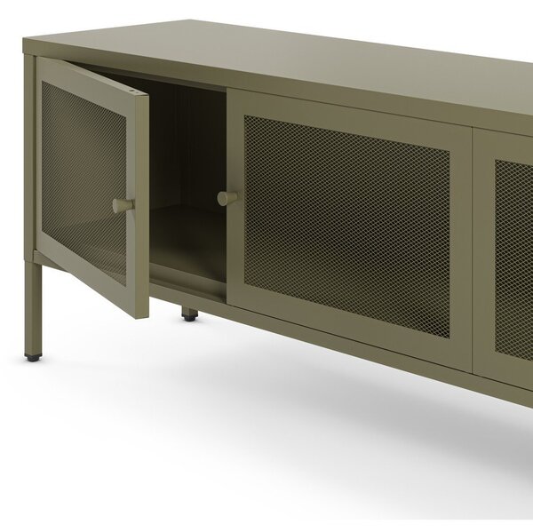 Zelený kovový TV stolek 160x50x35 cm Fayna – Marckeric