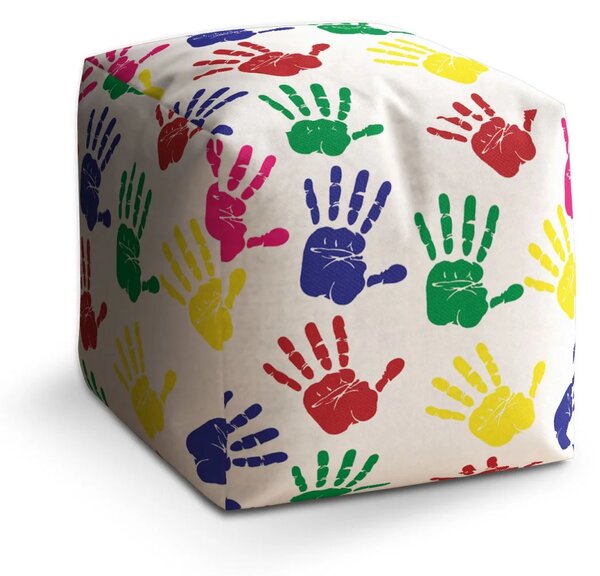 Sablio Taburet Cube Barevné otisky - 40x40x40 cm