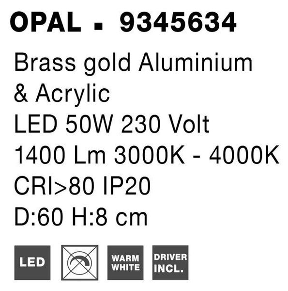 Nova Luce Stropní LED svítidlo MORBIDO, 50W 2700K - 4000K vč. dálkového ovládání stmívatelné Tuya Barva: Zlatá
