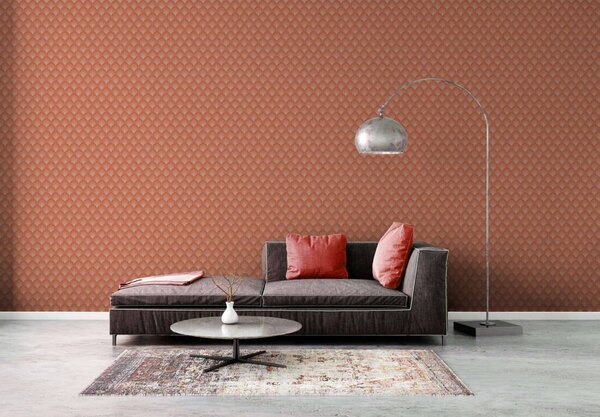 A.S. Création | Vliesová tapeta na zeď Retro Chic 39538-5 | 0,53 x 8,5 m | oranžová, meruňková