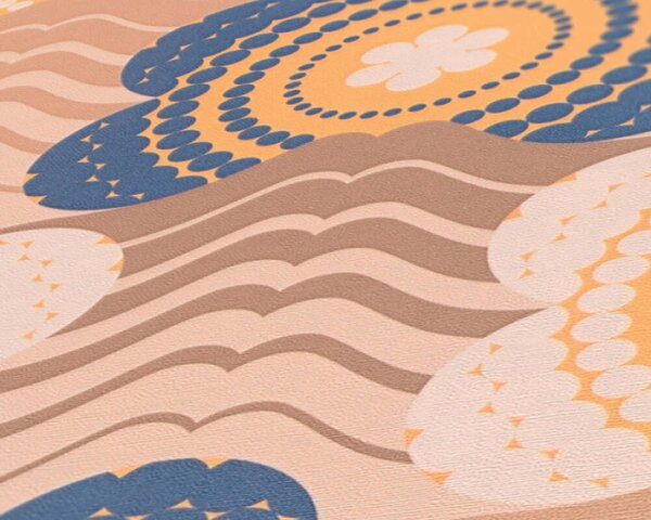 A.S. Création | Vliesová tapeta na zeď Retro Chic 39539-2 | 0,53 x 8,5 m | hnědá, modrá, béžová, oranžová, vícebarevná