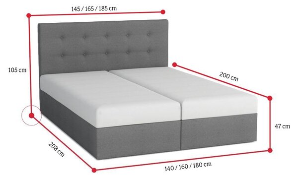 Čalouněná postel LAKE 2 + rošt + matrace + topper, 160x200, Cosmic 800