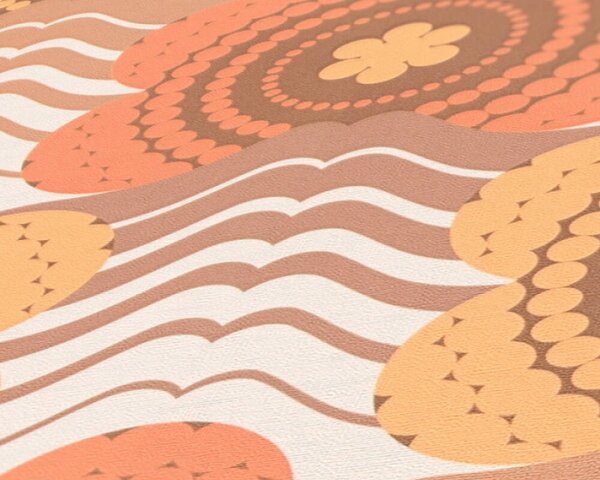 A.S. Création | Vliesová tapeta na zeď Retro Chic 39539-3 | 0,53 x 8,5 m | krémová, hnědá, oranžová, okrová, vícebarevná
