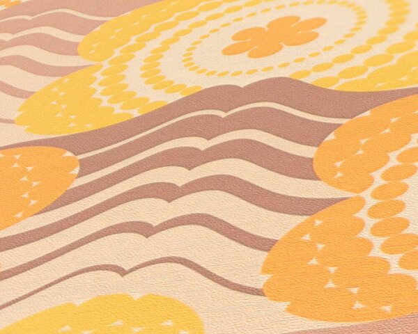A.S. Création | Vliesová tapeta na zeď Retro Chic 39539-5 | 0,53 x 8,5 m | žlutá, hnědá, béžová