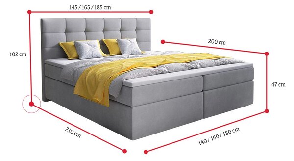 Čalouněná postel boxspring GLOSE, 140x200, cosmic 10 + topper