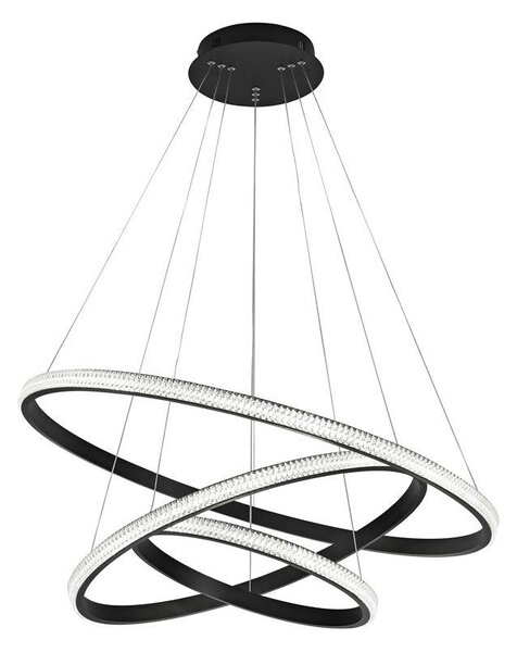 Nova Luce Závěsné LED svítidlo NAGER černý hliník a akryl 62W 3000K stmívatelné