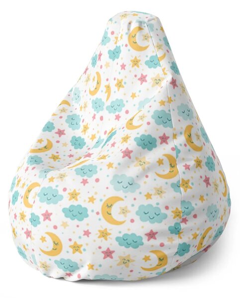 Sablio Sedací vak Pear Měsíc a modré mráčky - 70 x 95 x 15 cm