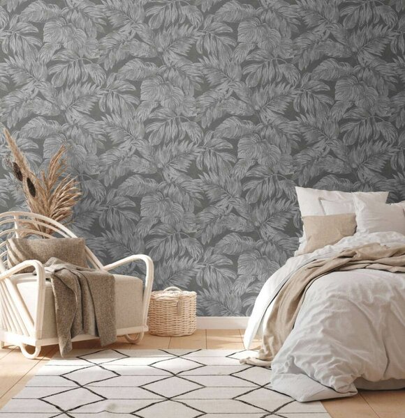 A.S. Création | Vliesová tapeta na zeď Casual Living 39340-4 | 0,53 x 10,05 m | šedá, metalická