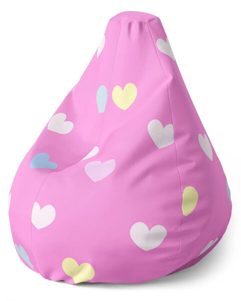 Sablio Sedací vak Pear Srdce na růžové - 70 x 95 x 15 cm