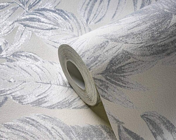A.S. Création | Vliesová tapeta na zeď Casual Living 39340-3 | 0,53 x 10,05 m | krémová, šedá, metalická