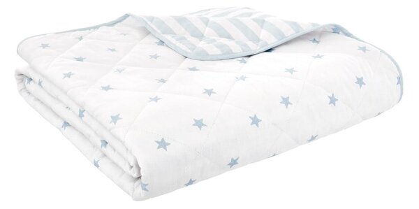 Bílý/modrý bavlněný prošívaný dětský přehoz 135x190 cm Mini Star & Stripes – Bianca