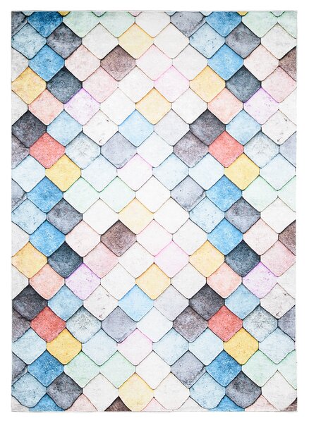 Makro Abra Kusový koberec pratelný TOSCANA 8001 Geometrický Moderní Kosočtverce pogumovaný vícebarevný Rozměr: 80x150 cm