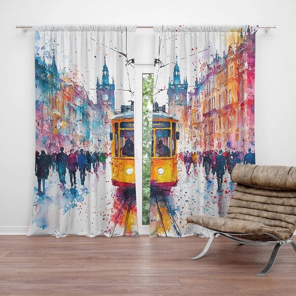 Sablio Závěs Žlutá tramvaj Paint: 2ks 140x250cm