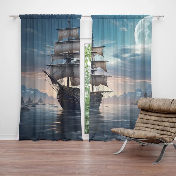 Sablio Závěs Plachetnice mezi skalami: 2ks 140x250cm
