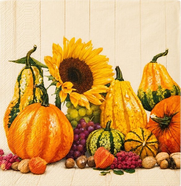 Ubrousky Slunečnice a dýně – 33 × 33 cm, 20ks 3400404