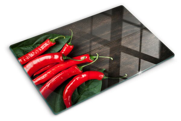 Skleněné krájecí prkénko Chilli papričky na dřevěném pozadí ddk-nr-wm-00006983