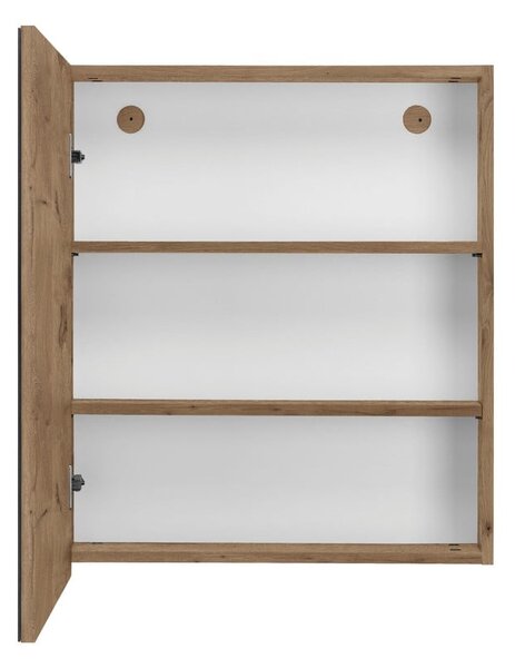 Závěsná koupelnová skříňka se zrcadlem v dekoru dubu v přírodní barvě 60x70 cm Wisla – Støraa