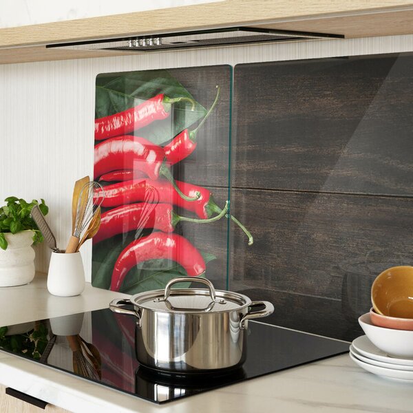 Skleněné krájecí prkénko Chilli papričky na dřevěném pozadí ddk-nr-wm-00006983
