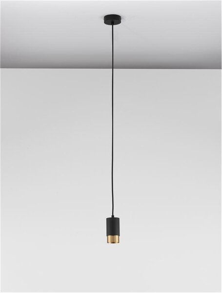 Nova Luce Závěsné svítidlo POGNO černá a zlatý hliník GU10 1x10W