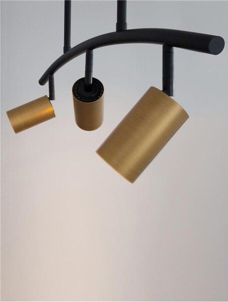 Nova Luce Závěsné svítidlo POGNO černá a zlatý hliník GU10 3x10W