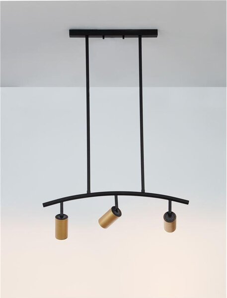 Nova Luce Závěsné svítidlo POGNO černá a zlatý hliník GU10 3x10W
