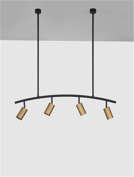 Nova Luce Závěsné svítidlo POGNO černá a zlatý hliník GU10 4x10W