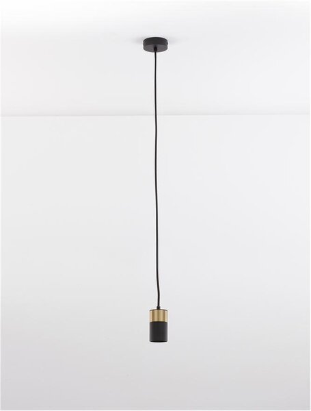 Nova Luce Závěsné svítidlo POGNO černá a zlatý hliník GU10 1x10W