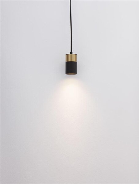 Nova Luce Závěsné svítidlo POGNO černá a zlatý hliník GU10 1x10W