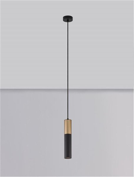 Nova Luce Závěsné svítidlo POGNO černá a zlatý hliník GU10 1x10W