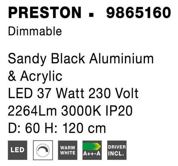 Nova Luce Závěsné LED svítidlo PRESTON, 37W 3000K stmívatelné Barva: Mosaz