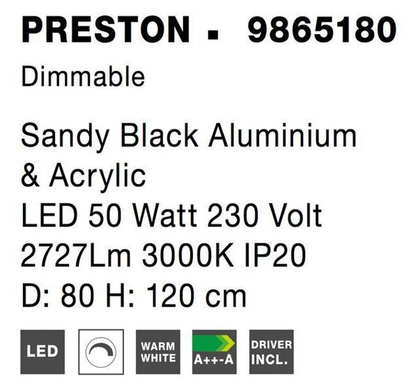 Nova Luce Závěsné LED svítidlo PRESTON, 50W 3000K stmívatelné Barva: Mosaz